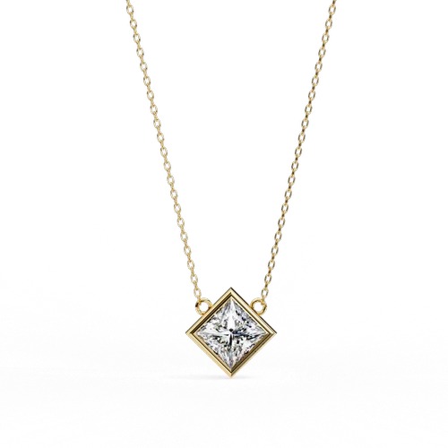 IGI 2 CARAT EACH LAB GROWN DIAMONDS PENDENT princess bezel Diamond pendant