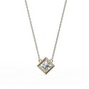 IGI 2 CARAT EACH LAB GROWN DIAMONDS PENDENT princess bezel Diamond pendant