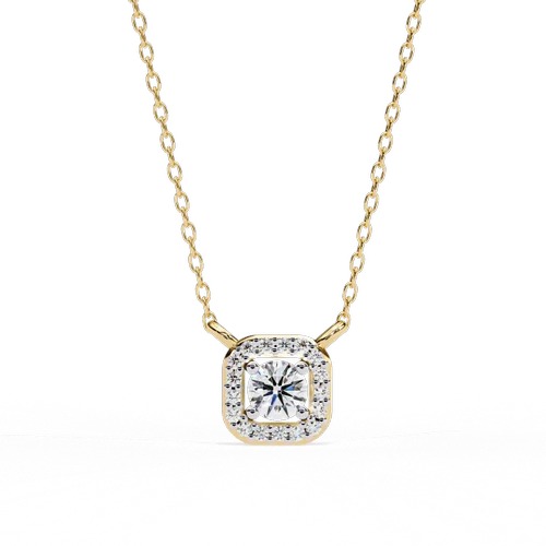 White Lab Grown Cvd Diamonds Round Shape E VS1 IGI Certified Halo Pendant with Chain