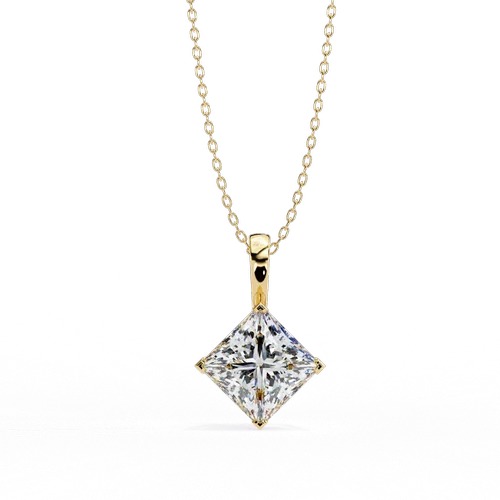 IGI 2 CARAT EACH LAB GROWN DIAMONDS PENDENT princess bezel Diamond pendant