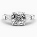 Cushion Cut Three Stone Lab Grown Diamond Ring, Modern Style
