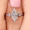 Marquise Cut Three Stone Lab Grown Diamond Ring, Modern Style