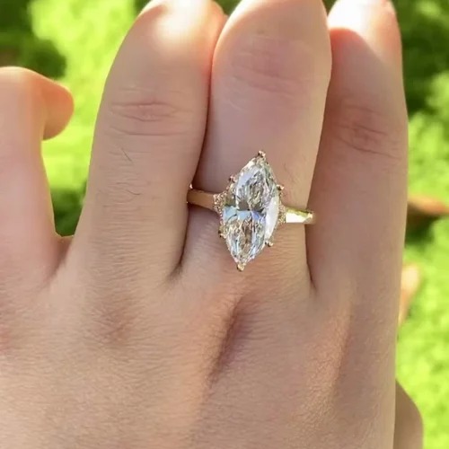 3 Carat Marquise Solitaire Lab Grown Diamond Ring, VS1 Clarity