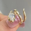 3 Ct Marquise Lab Grown Diamond Promise Ring, Yellow Gold