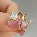 3 Ct Marquise Lab Grown Diamond Promise Ring, Yellow Gold