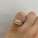 2.50 Ct Emerald Cut Lab Grown Diamond Low Profile Ring