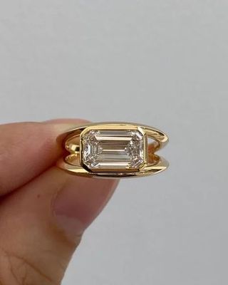 2.50 Ct Emerald Cut Lab Grown Diamond Low Profile Ring