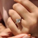 Pear Shape Lab Grown Diamond Three Stone Ring, 1.50 Ct Center, White Gold