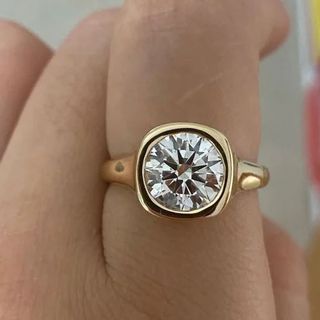 2.50 Carat Bezel Setting Round Lab Grown Diamond Ring, Exhibition Piece