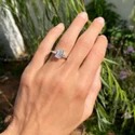 Cushion Cut Three Stone Lab Grown Diamond Ring, Modern Style
