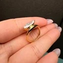 Marquise Shape Lab Grown Diamond Ring, 2 Ct Center, Yellow Gold