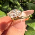 Marquise Shape Lab Grown Diamond Ring, 2 Ct Center, Yellow Gold