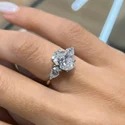 2.80 Ct Total Weight Three Stone Lab Grown Diamond Ring, Oval Cut