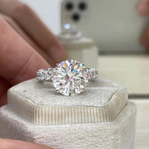 3.00 Ct Round Lab Created Diamond Engagement Ring, 10K White Gold