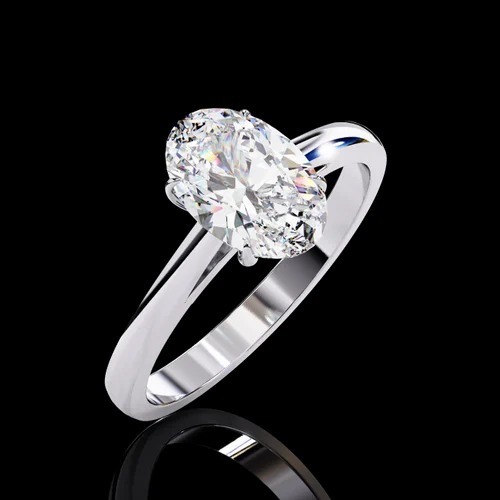 2.56 Ct Lab Grown Diamond DIAMOND RING, 14k Yellow Gold Stud, Anniversary Gift For Wife