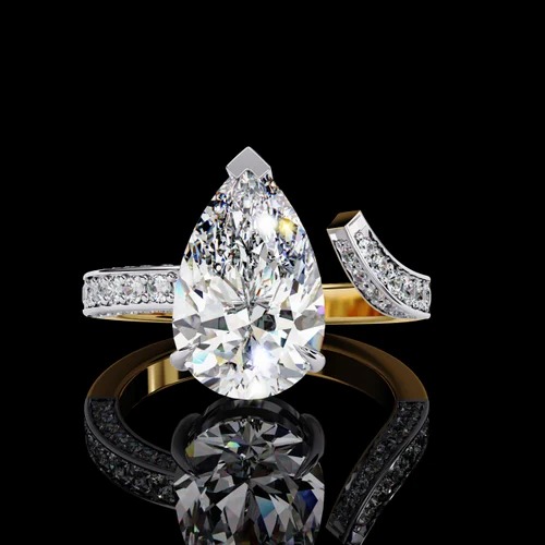 3 carats Solitaire Lab Grown Ring Pear Shape E VS1 IGI Certified