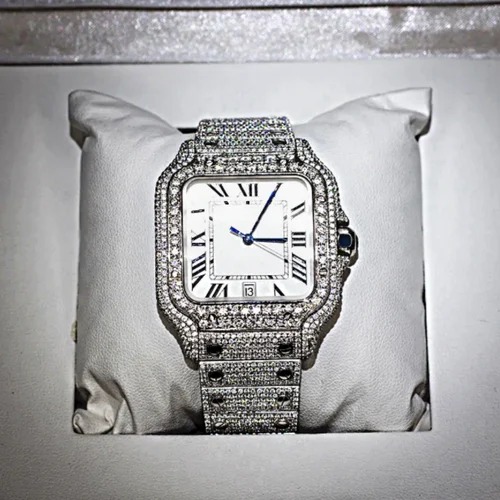 High Quality DEF Lab Grown Diamond Watch Colorless Diamond Hip Hop Style Diamond Watch
