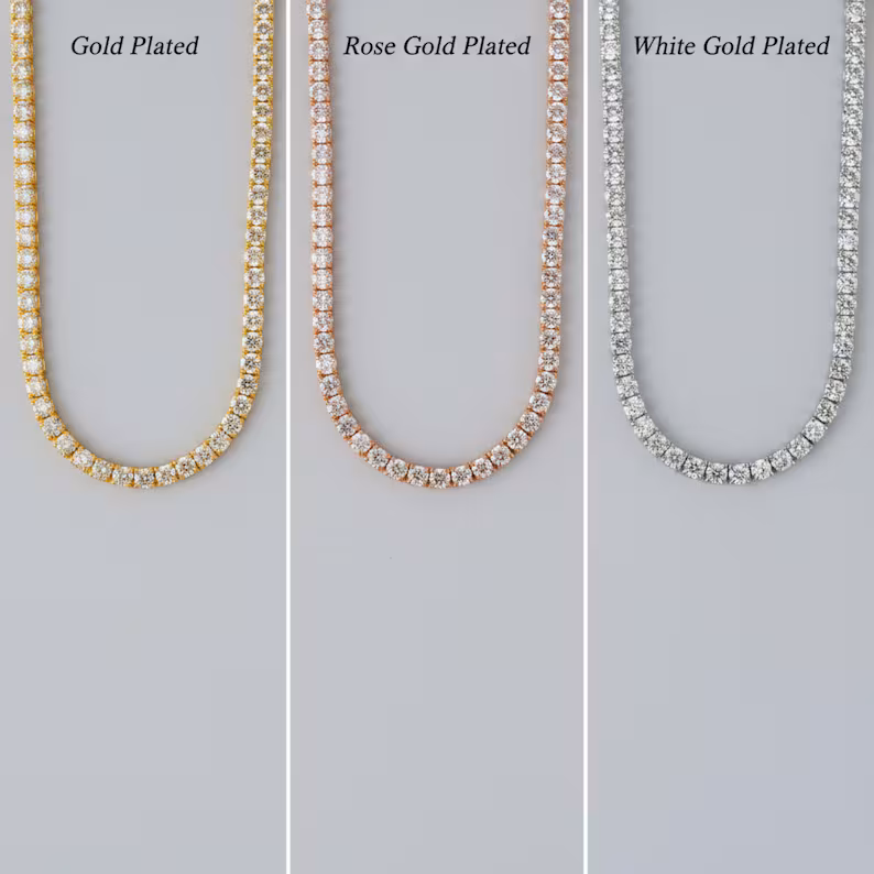 Moissanite Tennis Necklace — 925 Sterling Silver, Iced Out Chain, Wedding & Anniversary Gift — image 2