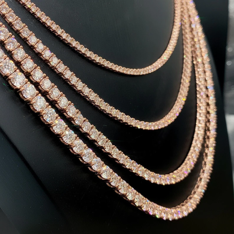 Moissanite Tennis Necklace — 925 Sterling Silver, Iced Out Chain, Wedding & Anniversary Gift — image 3