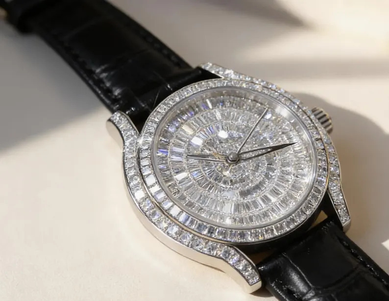 13.63ct Moissanite Watch Iced Out Baguette Automatic Watch 45mm Men Bust Down Watch Citizen 8215 Sapphire Stainless Steel Pass Diamond Teste — image 8