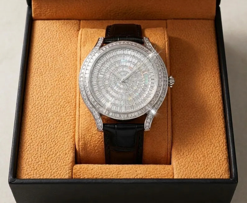13.63ct Moissanite Watch Iced Out Baguette Automatic Watch 45mm Men Bust Down Watch Citizen 8215 Sapphire Stainless Steel Pass Diamond Teste — image 4