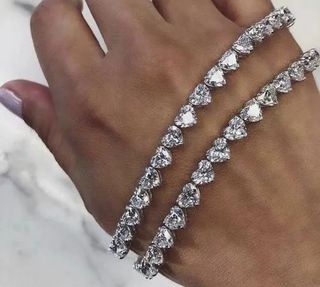 Single Line Heart Moissanite Bracelet