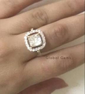 5 Carats Round Cut Full White Moissanite Ring White,Yellow,Rose Gold For Engagement, Wedding