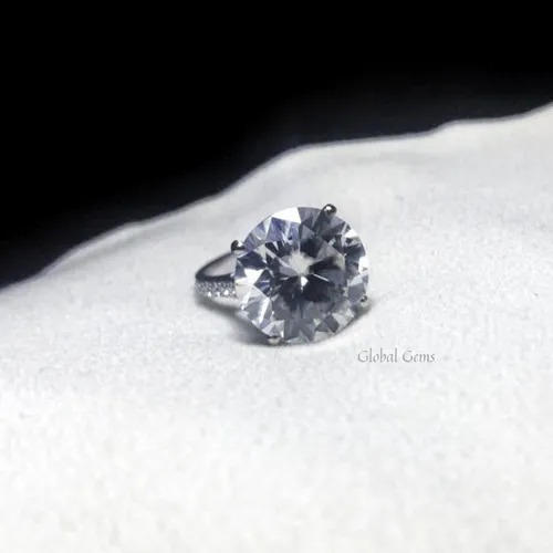 Double Shank DEF Round Cut Full White Moissanite White,Yellow,Rose Gold For Engagement, Wedding