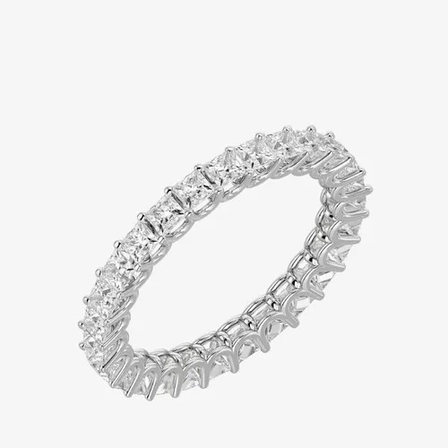 Princess Cut Moissanite Eternity Band, Engagement Band Ring Diamond Ring For Women Anniversary Gift