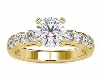 Round Cut Full White Moissanite Ring 10K/14K/18K White,Yellow,Rose Gold For Engagement, Wedding