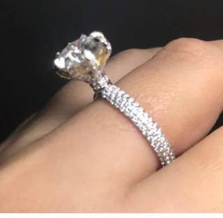 Round Cut Full White Moissanite Ring 10K/14K/18K White,Yellow,Rose Gold For Engagement, Wedding