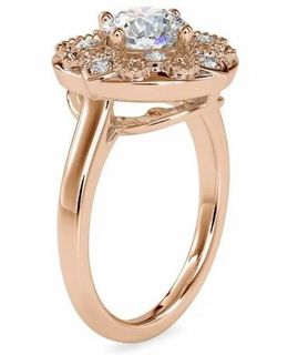 Three Stones Round Pear Cut Full White Moissanite White,Yellow,Rose Gold For Engagement, Wedding