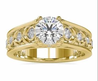 Double Shank DEF Round Cut Full White Moissanite White,Yellow,Rose Gold For Engagement, Wedding