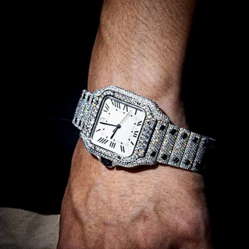 High Quality DEF Lab Moissanite Diamond Watch Colorless Diamond Hip Hop Style Diamond Watch