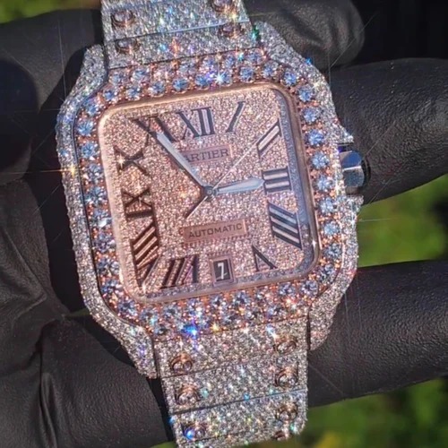Top Quality Customized Iced Out Moissanite Watch Stainless Steel Best Quality Diamond Watch for Men