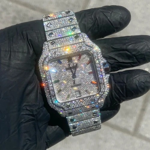 Top Quality Customized Iced Out Moissanite Watch Stainless Steel Best Quality Diamond Watch for Men