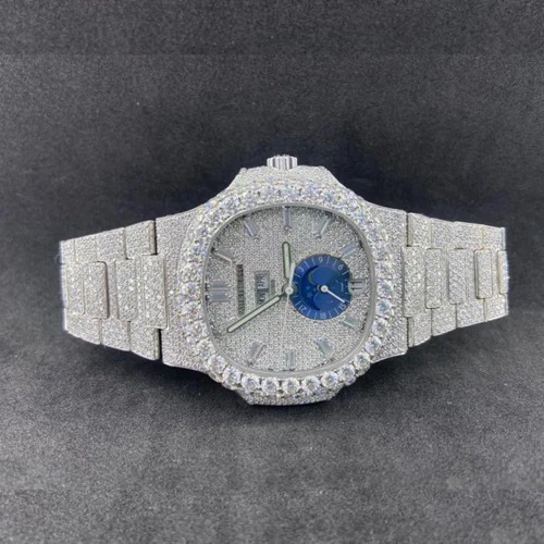 Moissanite Studded Iced Out Watch, EF Diamond, Wrist Watch, Full White Watch
