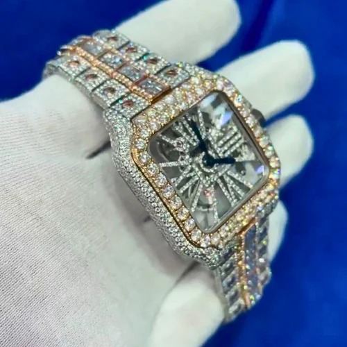 Good Quality Customized Iced Out Moissanite Watch Stainless Steel Best Quality Diamond Watch