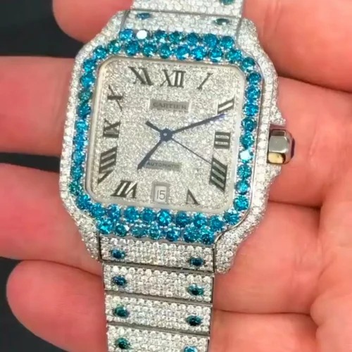 High Quality DEF Lab Moissanite Diamond Watch Colorless Diamond Hip Hop Style Diamond Watch