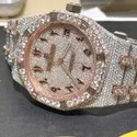 Moissanite Studded Diamond Iced Out Watch with Hebrew Numbers and Date, 25