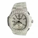 DEF VVS Moissanite Studded Diamond Watch, Men Iced Out Diamond Wrist Watch 7