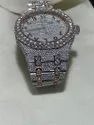 Moissanite Studded Diamond Watch, EF/VVS Diamond, Iced Out Wrist Watch 13