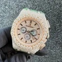 Moissanite Studded Iced Out Watch, 41mm Dial, EF/VVS Diamond, Date Wrist Watch 21
