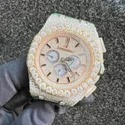 Moissanite Studded Iced Out Watch, 41mm Dial, EF/VVS Diamond, Date Wrist Watch 21