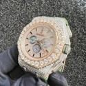 Moissanite Studded Iced Out Watch, 41mm Dial, EF/VVS Diamond, Date Wrist Watch 21