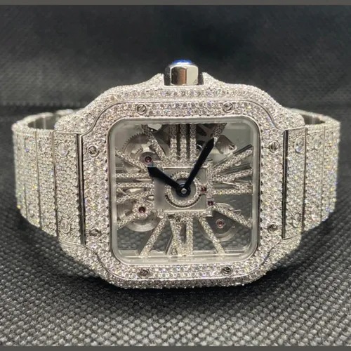 Moissanite Studded Iced Out Watch, 41mm Dial, EF/VVS Diamond Watch 9
