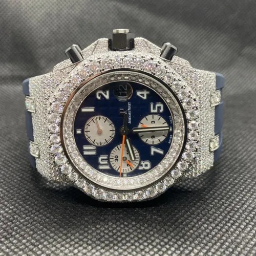Moissanite Studded Iced Out Watch, 41Mm Dial, Ef/Vvs Diamond, Wrist Date Watch, 23