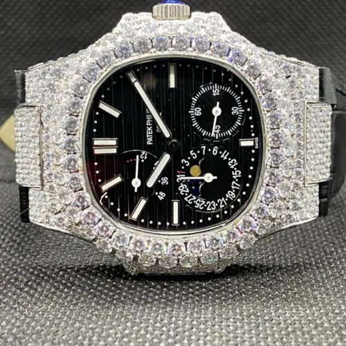 Moissanite Studded Diamond Watch, EF/VVS Diamond, Iced Out Wrist Watch 13