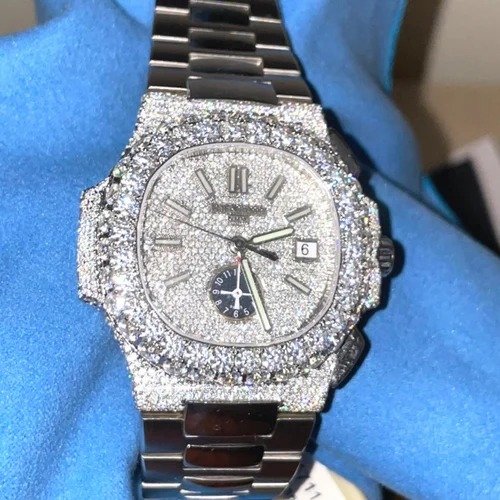 Moissanite Studded IcedOut Watch, 41mm Dial, EF/VVS Diamond, Wrist Watch 10