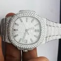 Moissanite Studded Iced Out Watch, 41mm Dial, EF/VVS Diamond, Wrist Watch 18